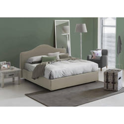 Dmora - Lit double Annunziata 205x175h95 cm gris tourterelle Panneau effet bois et Polyester