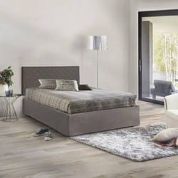 Dmora - Lit queen size Clea 130x5h60 cm gris tourterelle Panneau effet bois et Similcuir