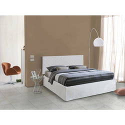 Dmora - Lit double Cleneide 170x5h60 cm Blanc Panneau effet bois et Similcuir