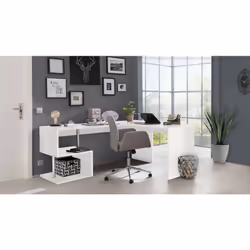 BUREAU D'ANGLE: Bureau d'angle de style moderne avec étagères ouvertes structurées en motif en zigzag - Entièrement de couleu ...