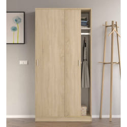 Dmora Vestiaire Lansing, Armoire de chambre à 2 portes coulissantes, Armoire avec étagère et barre de cintre, cm 100x50h200, Chêne, avec emballage