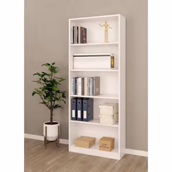 Dmora - Bibliothèque Boston 80x28h201 cm Blanc Panneau effet bois