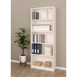Dmora - Bibliothèque Boston 80x28h201 cm Blanc Panneau effet bois