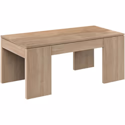 TABLE À CAFÉ MALIBU - Table basse avec plateau relevable, Table basse pour le salon, cm 100x50h43/84, Chêne. STRUCTURE ET UTI ...