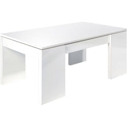 Table à café Malibu, Table basse avec plateau relevable, Table basse pour le salon, cm 100x50h43/84, Blanc brillant, avec emballage renforcé - Dmora