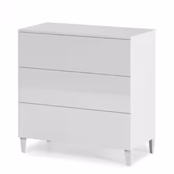 MEUBLE À TIROIRS BALTIMORA - Commode avec 3 tiroirs, Commode pour chambre, Commode moderne, cm 80x40h80, Blanc. STRUCTURE ET  ...
