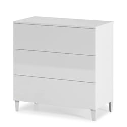 Meuble à tiroirs Baltimora, Commode avec 3 tiroirs, Commode pour chambre, Commode moderne, cm 80x40h80, Blanc, avec emballage renforcé - Dmora