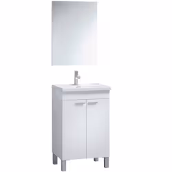 ARMOIRE SOUS-VASQUE NAPERVILLE - Armoire de toilette, Armoire 2 portes avec miroir, évier non inclus, cm 50x40h80, Blanc. STR ...