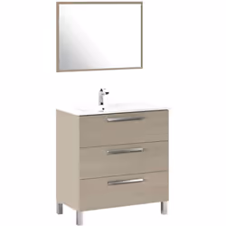 ARMOIRE SOUS-VASQUE PALMDALE - Armoire de toilette, Armoire avec 3 tiroirs et miroir, évier non inclus, cm 80x45h86, Chêne. S ...