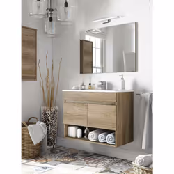 ARMOIRE SOUS-VASQUE SHREVEPORT - meuble de salle de bain 2 portes, Armoire suspendue avec étagère et miroir, évier non inclus ...