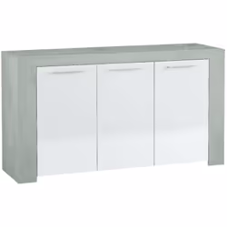 BUFFET HAUT BELLEVUE - Buffet moderne à 3 portes, Buffet du salon, Meuble TV, Buffet pour le salon, cm 144x42h80, Béton et Bl ...