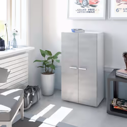 Dmora - Armoire multifonction Norwalk 2 portes 75 x 36 x 101 cm blanc ciment Panneau effet bois