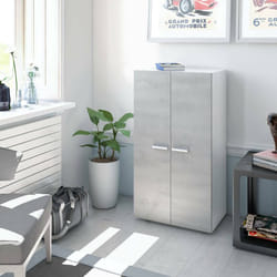 Dmora - Armoire multifonction Norwalk 2 portes 75 x 36 x 101 cm blanc ciment Panneau effet bois