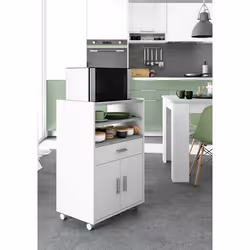 Dmora - Chariot Scottsdale 59x40h92 cm blanc Panneau effet bois