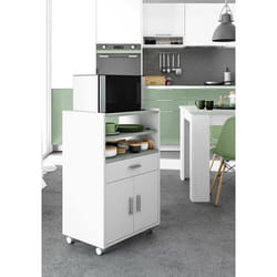 Dmora - Chariot Scottsdale 59x40h92 cm blanc Panneau effet bois