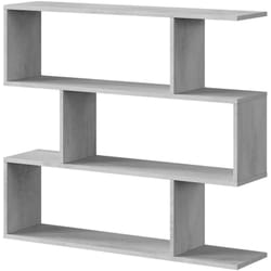 Librairie Hampton, Bibliothèque basse double face, Étagère à trois compartiments, Étagère de bureau moderne, cm 110x24h97, Gris béton, avec emballage