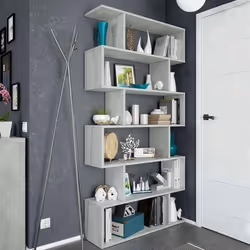 Dmora - Bibliothèque Joliet 80x24h192 cm Ciment Panneau effet bois