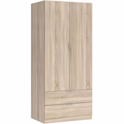 VESTIAIRE BURBANK - Armoire de chambre avec 2 portes et 2 tiroirs, Meubles de chambre avec tringle à vêtements, cm 81x52h180, ...