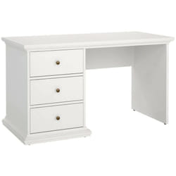 Dmora - Bureau avec trois tiroirs, couleur blanche, 130 x 73,9 x 61,6 cm, avec emballage renforcé