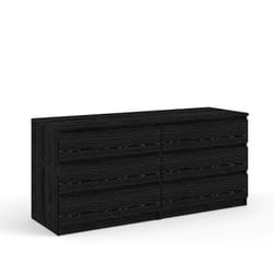 Dmora - Commode à six tiroirs, couleur noire, cm, 153,6 x 70,1 x 50, avec emballage renforcé