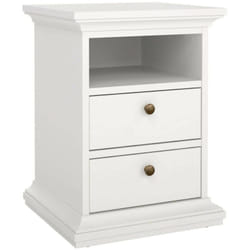 Table de chevet avec deux tiroirs, couleur blanche, 43,6 x 58,8 x 40 cm, avec emballage renforcé - Dmora
