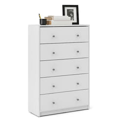 Commode à cinq tiroirs, couleur blanche, 72,4 x 108,1 x 29,8 cm, avec emballage renforcé - Dmora