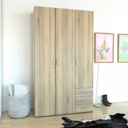 Dmora - Armoire 3 portes Suzette 1158 x 495 x 2004 cm chêne Panneau effet bois