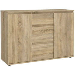 Dmora - Buffet avec portes et tiroirs, couleur chêne, 119,45 x 83,7 x 40 cm, avec emballage renforcé