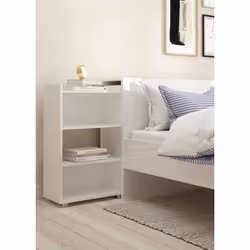 Dmora - Table de chevet Amandine 1449 x 263 x 798 cm Blanc brillant Panneau effet bois