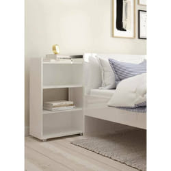 Dmora - Table de chevet Amandine 1449 x 263 x 798 cm Blanc brillant Panneau effet bois