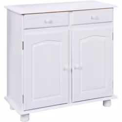 Buffet 2 portes 2 tiroirs en pin massif stratifié blanc.Aux lignes simples et essentielles, il est idéal pour décorer le salo ...