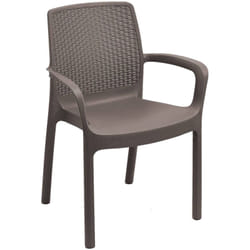 Chaise d'extérieur Torino, Siège de jardin, Chaise pour table à manger, Fauteuil d'extérieur effet rotin, 100% Made in Italy, Cm 54x60h82, Marron,