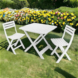 Dmora - Ensemble d'extérieur composé de : 2 chaises et 1 table, Made in Italy, couleur blanche, avec emballage renforcé