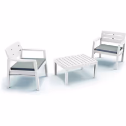 Salon de jardin DMORA - Fauteuils Table basse avec coussins - Couleur blanche - Made in Italy