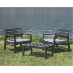 Set salon d'extérieur Benevento, Salon de jardin composé de 2 fauteuils et 1 table basse, Salon intérieur et extérieur avec coussins, 100% Made in