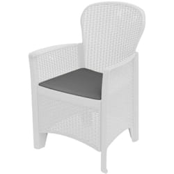 Dmora Chaise d'extérieur Como, Siège de jardin, Fauteuil d'extérieur effet rotin, 100% Made in Italy, Cm 60x58h89, Blanc, avec emballage renforcé