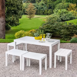 SET SALON D’EXTÉRIEUR SANREMO - Ensemble Pic Nic intérieur et extérieur, 100% Made in Italy, Blanc. STRUCTURE ET UTILISATION  ...