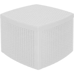 Table basse Container, structure en résine dure effet rotin,53x53x40 cm, coloris blanc, avec emballage renforcé - Dmora