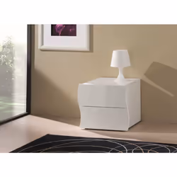 CHEVET MODERNE : Table de chevet moderne au design ondulé pour chambre à coucher avec deux grands tiroirs, entièrement de cou ...