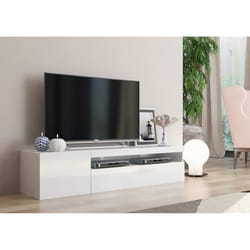 Dmora Meuble TV de salon Made in Italy Meuble TV 2 portes Meuble TV de salon 150x40h37 cm Couleur blanc brillant