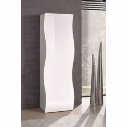 Description générale Armoire polyvalente élégante et moderne avec des lignes ondulées, une porte battante et une étagère inté ...