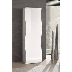 Dmora - Armoire polyvalente aux lignes ondulées, Made in Italy, Mobilier moderne, Étagère à chaussures avec 1 porte et 1 étagère, 63x40h187 cm,