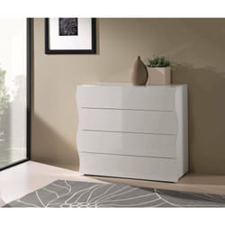 Commode moderne, Made in Italy, Meuble pour salon et chambre, Buffet 4 tiroirs, 98x40h82 cm, couleur blanc brillant, avec emballage renforcé - Dmora
