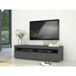 Dmora Meuble TV de salon Made in Italy Meuble TV 1 porte Meuble TV de salon cm 130x45h36 couleur Gris cendré