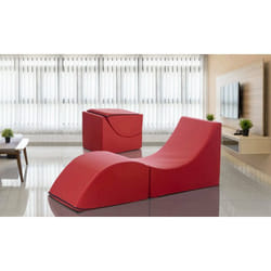 Dmora - Lit pliant Andreina 130x50h50 cm Rouge Panneau effet bois et Similcuir