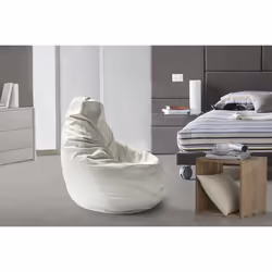 Pouf en similicuir DMORA Annachiara - Blanc - Cm 70x70h110