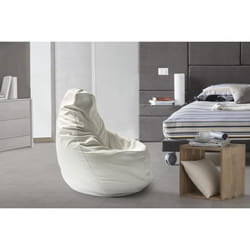 Pouf en similicuir DMORA Annachiara - Blanc - Cm 70x70h110