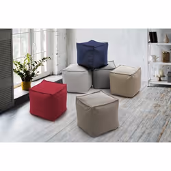 Pouf multifonction DMORA Annalaura - Fauteuil relax en tissu rembourré - Beige