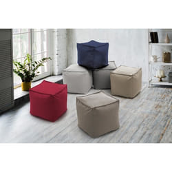 Pouf multifonction DMORA Annalaura - Fauteuil relax en tissu rembourré - Beige
