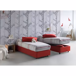 Lit coffre DMORA - Rouge - 90x190 cm - A monter soi-même - Avec tiroirs - Contemporain - Design